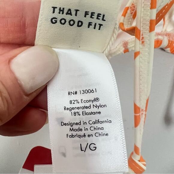 NWT l*space Aspen Bikini Top Tesselation Orange White sz L Triangle Adjustable - Picture 9 of 9